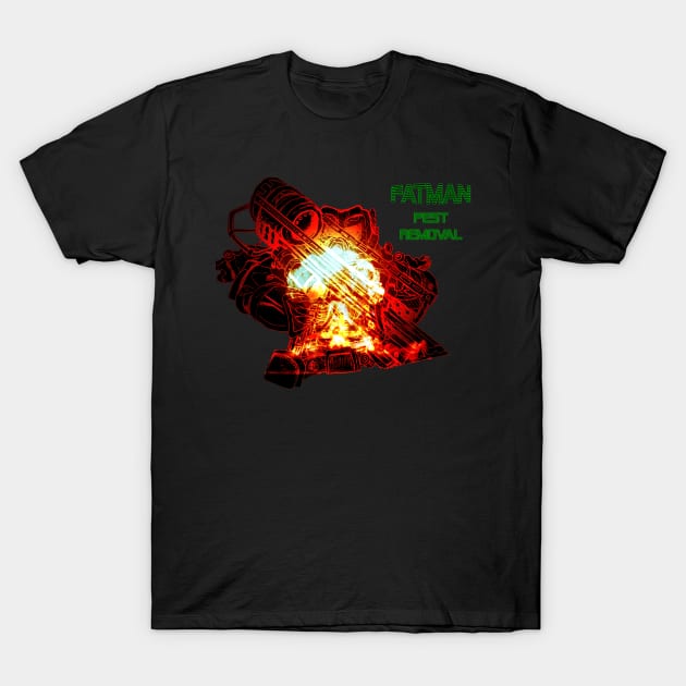 FATMAN PEST REMOVAL (Wasteland Red) T-Shirt by Mizlabeled